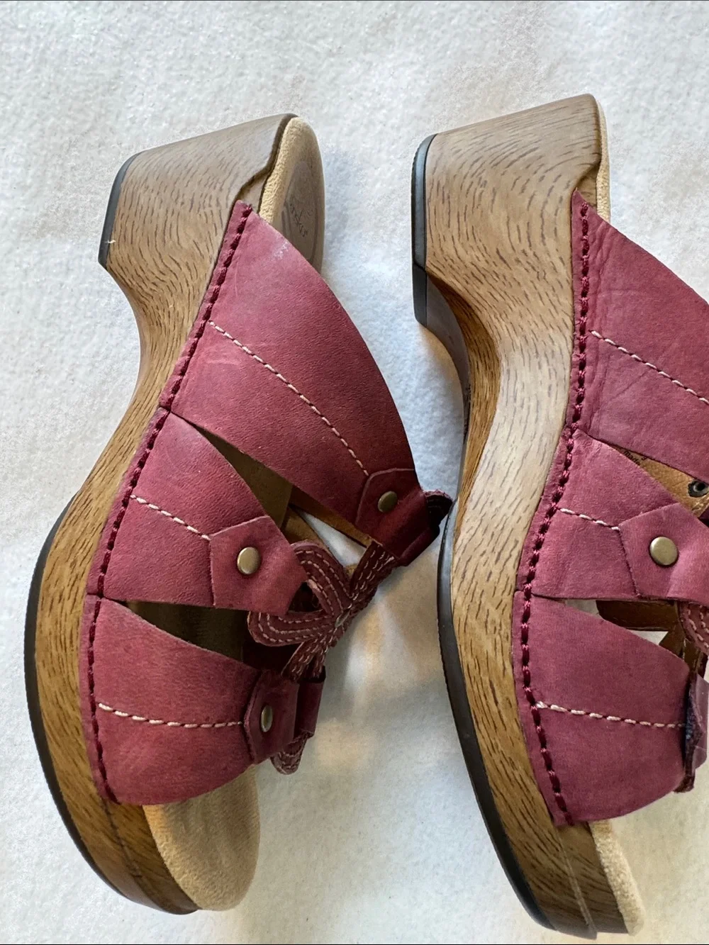 Dansko Lavendar Leather Slide Sandals Floral Cutout Comfort Clogs 38 7.5/8
